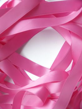 Pink ribbon over white background, design element. Clipping Path included