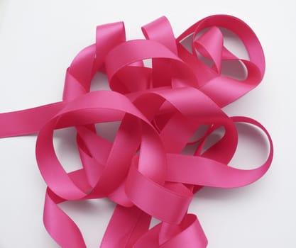 Pink ribbon over white background, design element. Clipping Path included