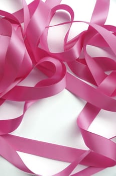 Pink ribbon over white background, design element. Clipping Path included