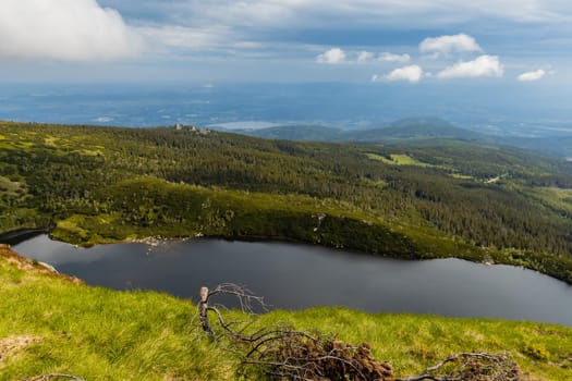 Great pond next to mountain trail in Giant Mountains