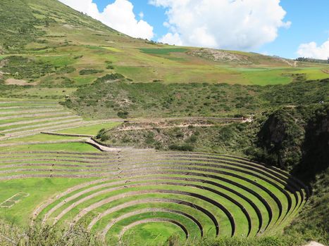 Peru, Moray, ancient Inca circular terraces Probable there is the Incas laboratory of agriculture, Sacred Valley, Cusco