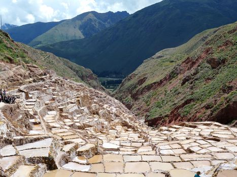 High angle view of salt pond, Maras, Sacred Valley, Cusco Region, Peru