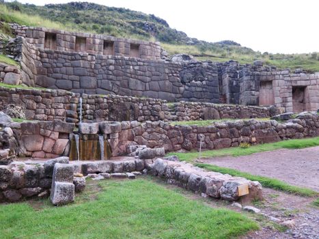 Sacsayhuaman, Incas ruins in the peruvian Andes at Cuzco Peru