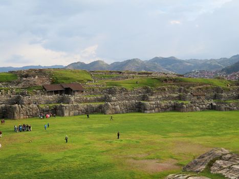 Sacsayhuaman, Incas ruins in the peruvian Andes at Cuzco Peru