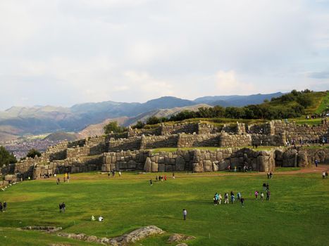 Sacsayhuaman, Incas ruins in the peruvian Andes at Cuzco Peru