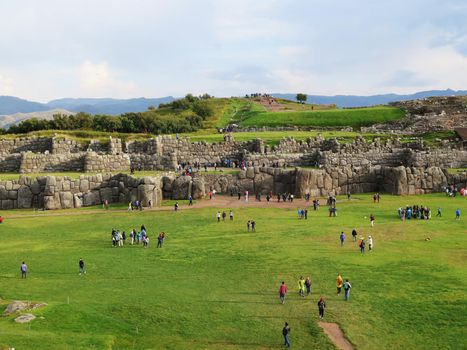 Sacsayhuaman, Incas ruins in the peruvian Andes at Cuzco Peru