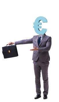 Businessman with euro sign instead of head