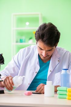 Chemist testing soap in the lab