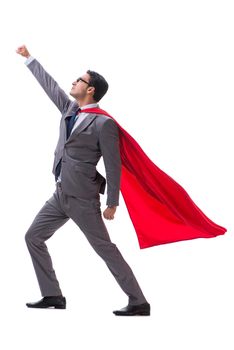 Super hero businessman isolated on white background 