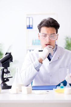 Food scientist testing new stuff in the lab