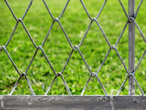 wire fence with grass out of focus background