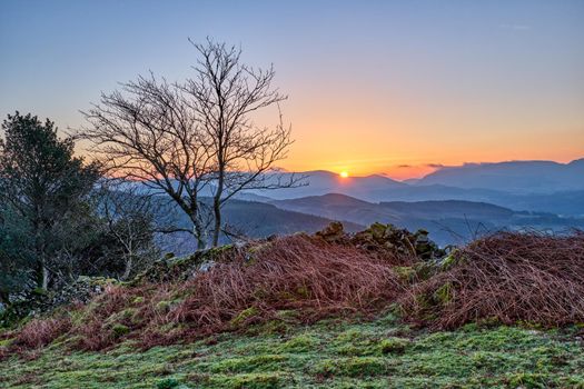 Sunrise in Snowdonia National Park in Wales, UK