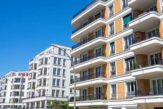 Modern upscale apartment buildings seen in Prenzlauer Berg, Berlin