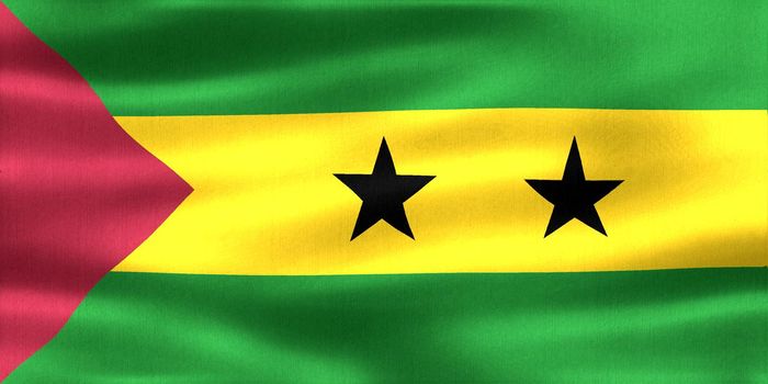 3D-Illustration of a Sao Tome and Principe flag - realistic waving fabric flag.