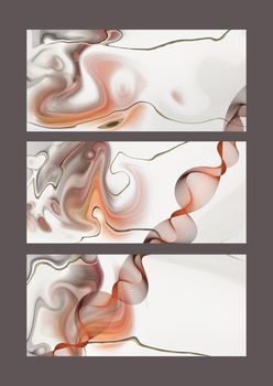 Modern artistic abstract fluid waves template. Set of abstract beautiful border template in pastel colours, background. Trendy pastel colour set of template in grey red white. Illustration
