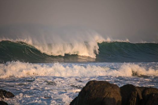 Icy Atlantic waves breaking on the Namaqualand coast of South Africa