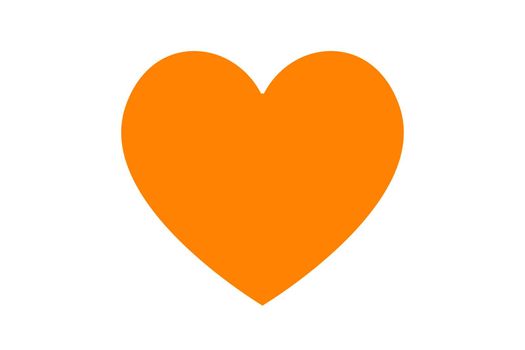 Orange heart illustration over white. Love symbol icon. Valentine's Day. Wedding.