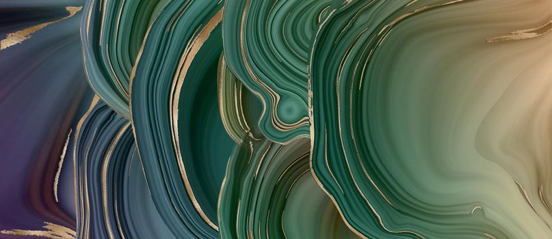 Agate marble abstract background, gold stripe texture. Green marble agate with golden veins. Abstract marbling texture and shiny gold background. Fluid marbling effect . illustration
