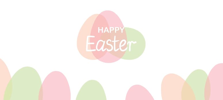 Easter background with eggs. Happy Easter banner. Template design for greeting card, postcard, header for website, wallpaper, poster. Holiday modern frame. Vector stock illustration.