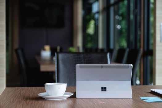 CHIANGMAI, THAILAND - OCT 15, 2020 : Microsoft Surface tablet on desk. created by Microsoft for Windows 10.