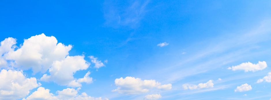 panorama blue sky and cloud summer time. art in nature beautiful background with copy space for add text