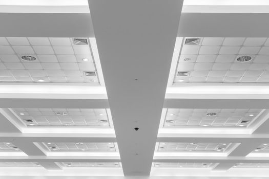 ceiling of business interior office building and light neon. style monochrome with copy space add text