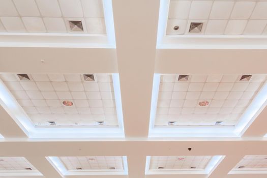 ceiling gypsum of business interior office building and light neon. style monochrome with copy space add text