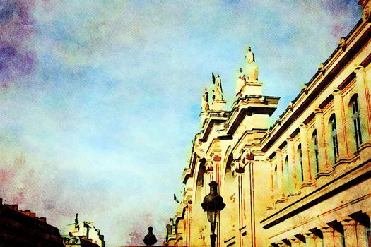 Watercolor that represents a glimpse of one of the Paris stations in autumn