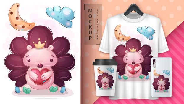 Love hedgehog poster and merchandising. Vector eps 10