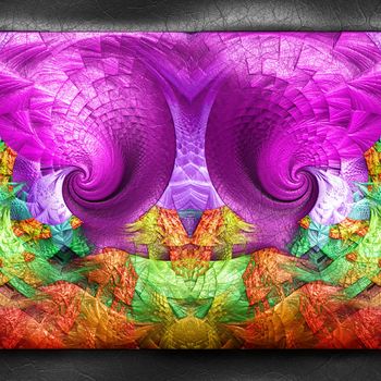 3D rendering of plastic background with embossed fractal on leather