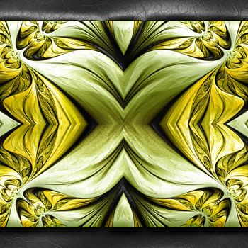 3D rendering of plastic background with embossed fractal on leather