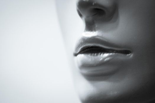 Portrait of female lips of a mannequin. No people