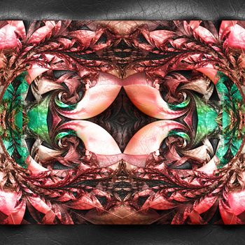 3D rendering of plastic background with embossed fractal on leather