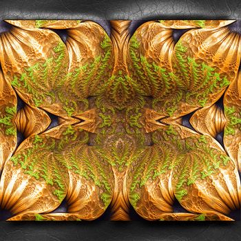 3D rendering of plastic background with embossed fractal on leather