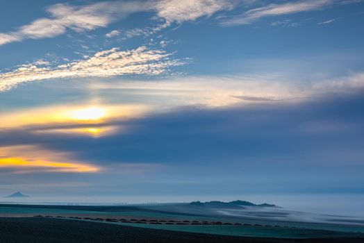 Landscape covered with fog in Central Bohemian Uplands, Czech Republic. Central Bohemian Uplands is a mountain range located in northern Bohemia. The range is about 80 km long