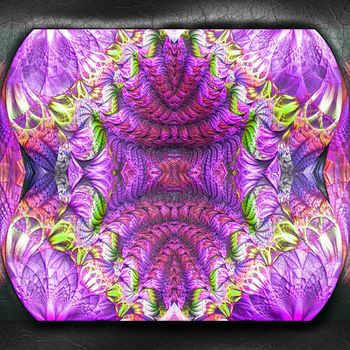 3D rendering of plastic background with embossed fractal on leather