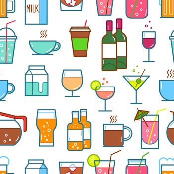 Set of drink and beverage icons. Vector illustration