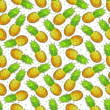 Cute seamless background of ripe appetizing pineapple