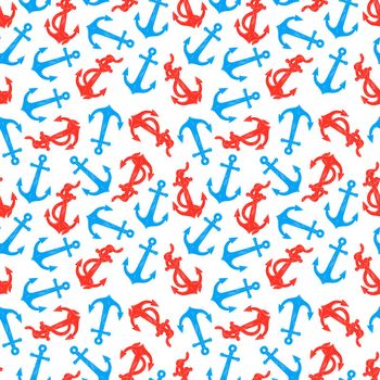 Cute seamless background of anchors. hand-drawn illustration