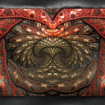 3D rendering of plastic background with embossed fractal on leather