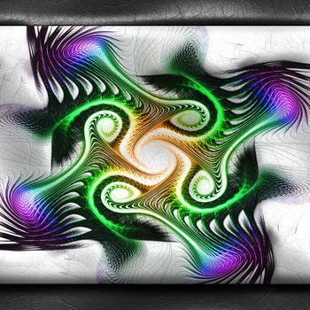 3D rendering of plastic background with embossed fractal on leather