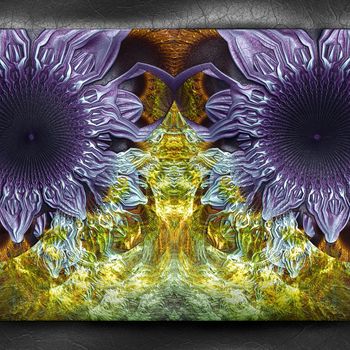 3D rendering of plastic background with embossed fractal on leather