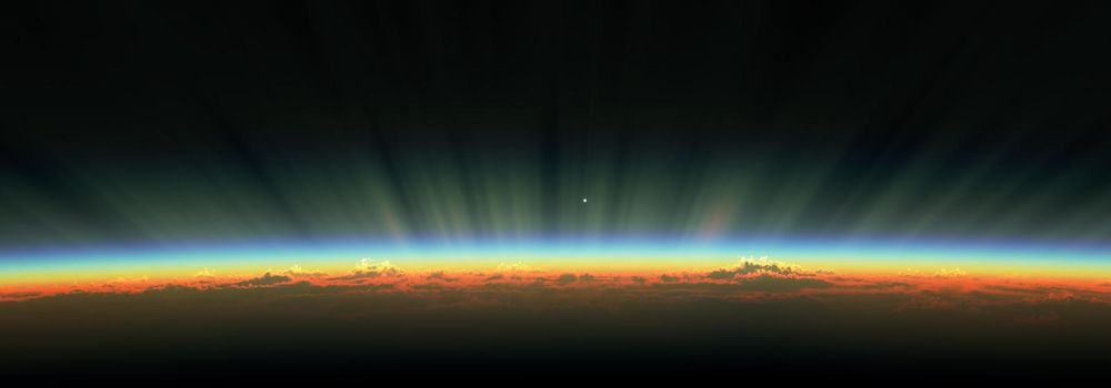 sunrise from space aurora, 3d rendering illustration