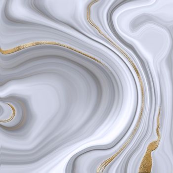 Beautiful realistic grey abstract marble agate with golden veins. Abstract marbling agate texture and shiny gold curves background. Fluid marbling effect. Illustration