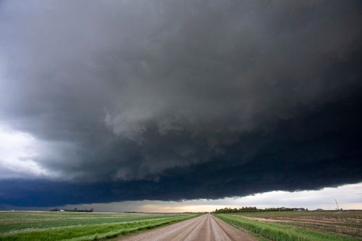 Ominous Storm Clouds Prairie Summer Rural Scene