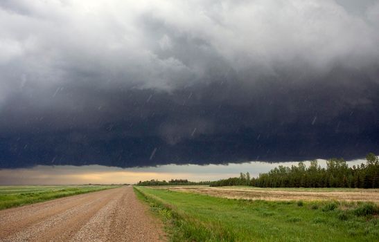 Ominous Storm Clouds Prairie Summer Rural Scene