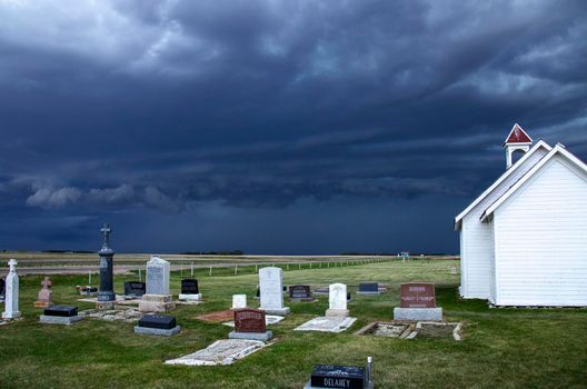 Ominous Storm Clouds Prairie Summer Country Church