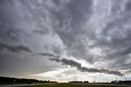 Ominous Storm Clouds Prairie Summer Rural Scene