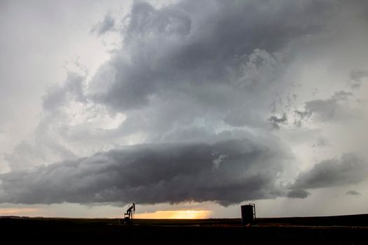 Ominous Storm Clouds Prairie Summer Rural Scene