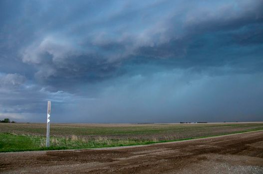Ominous Storm Clouds Prairie Summer Rural Scene
